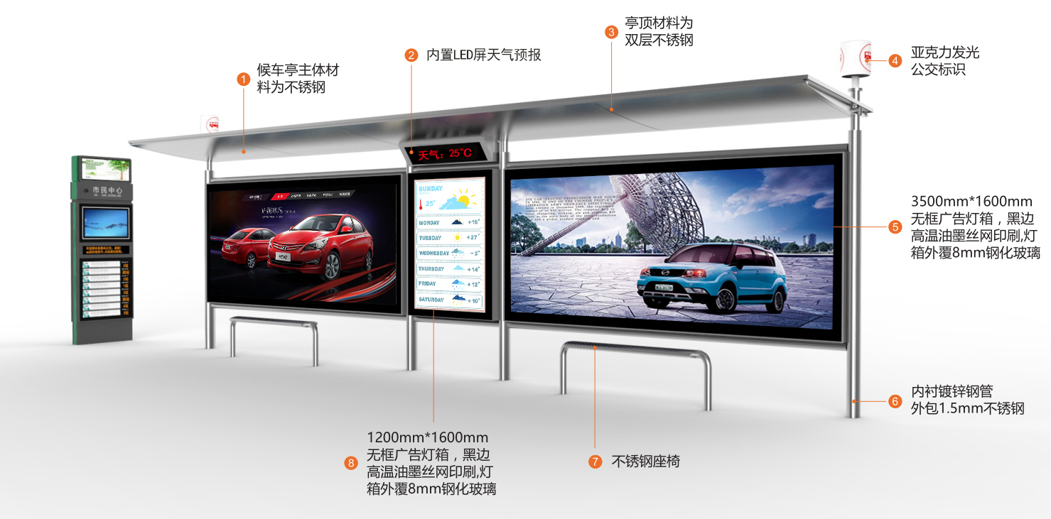 江蘇榮大智能候車亭讓候車亭變的高大上